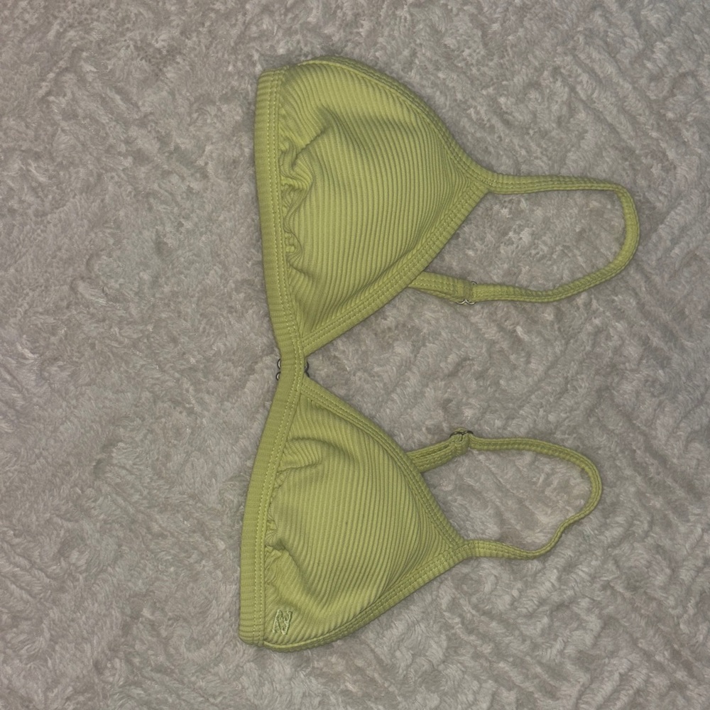 Green Ribbed Bikini Top